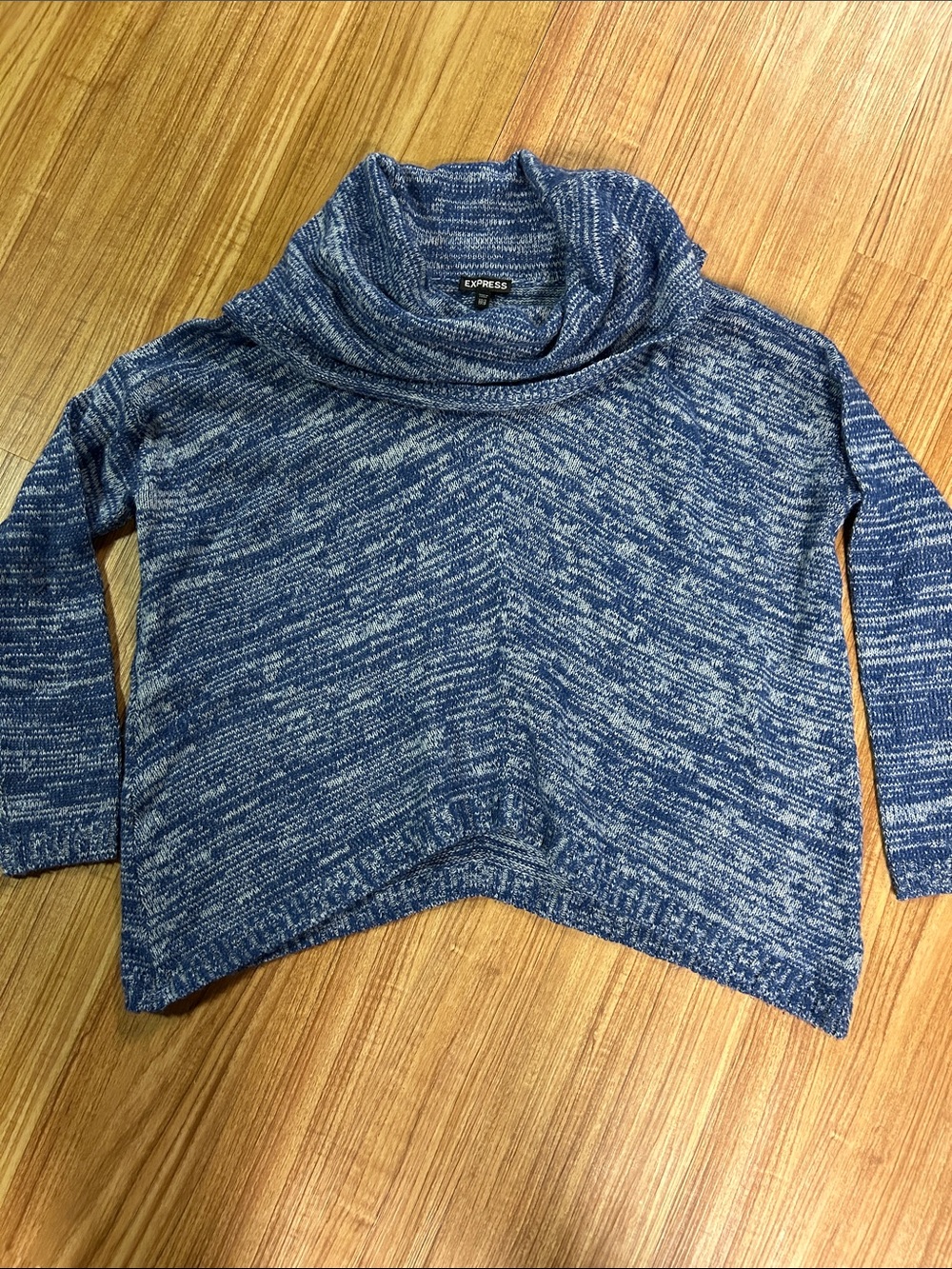 Express Blue Marled Cowl-Neck Sweater